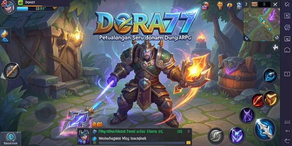 Screenshot gameplay DORA77 yang menampilkan pertempuran epik ARPG.