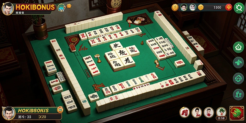 Tampilan gameplay HOKIBONUS dengan berbagai ubin mencolok.