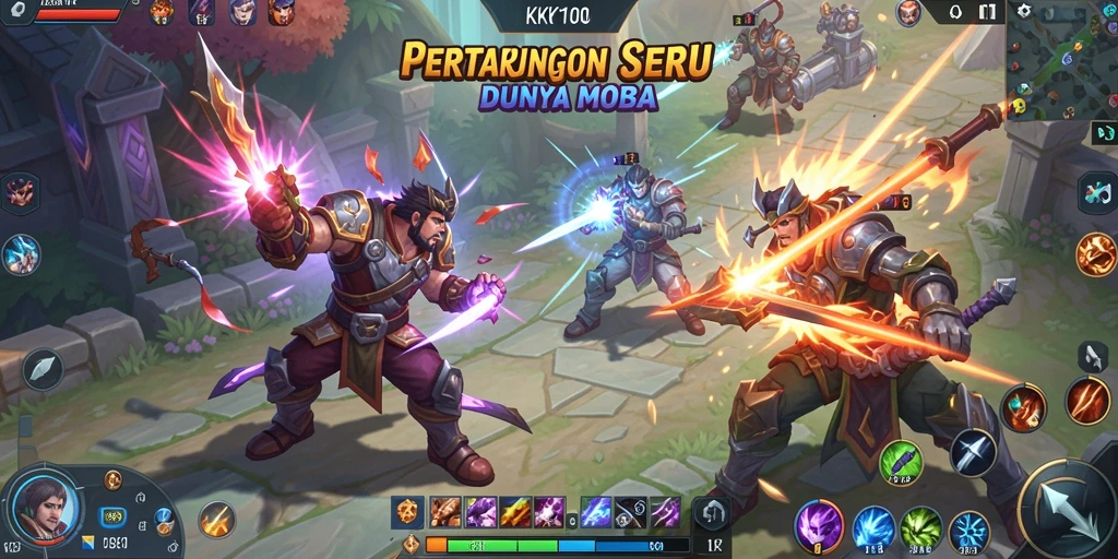 Tampilan menarik dari gameplay KPK100 dalam pertempuran MOBA.