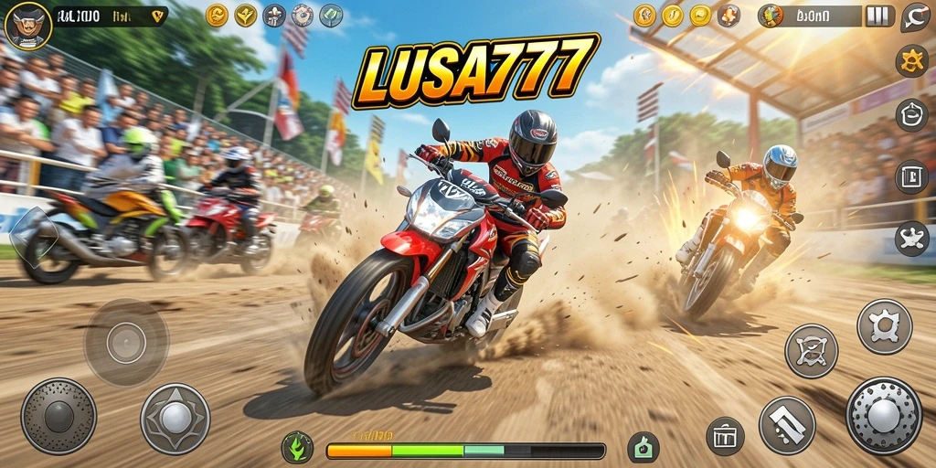 Gameplay LUSA777 yang mengasyikkan dalam balapan motor.