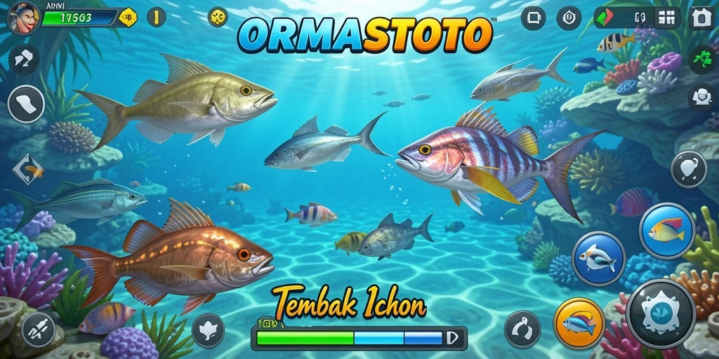 Tampilan menarik dari gameplay Tembak Ikan di ORMASTOTO.