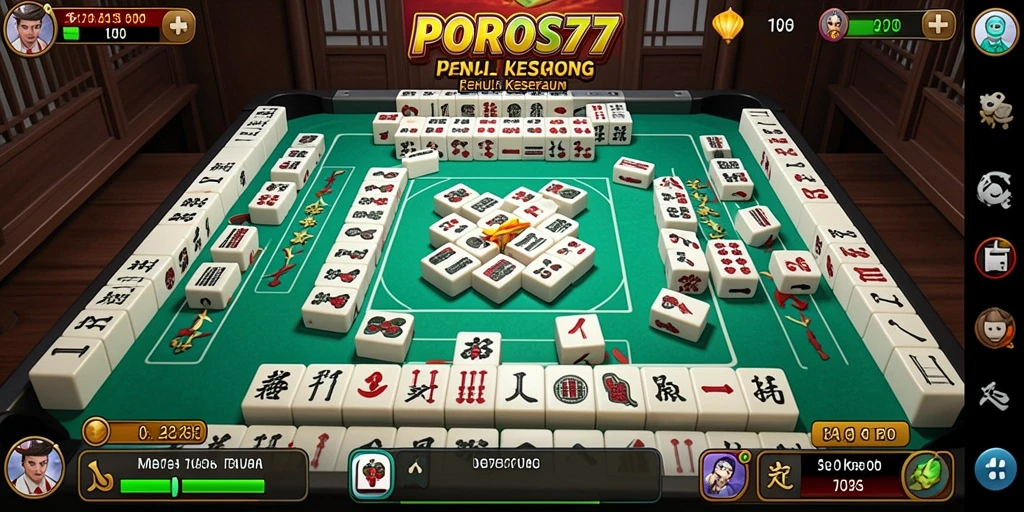 Tampilan gameplay POROS77 yang menarik dengan grafis Mahjong yang memukau.