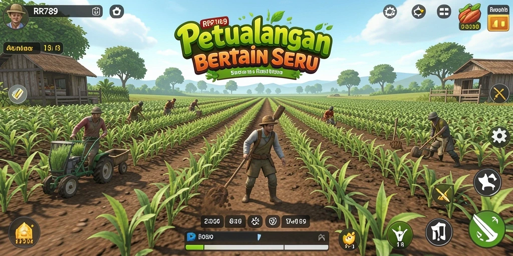 Gameplay menarik dari RR789 dengan pemandangan ladang yang luas.