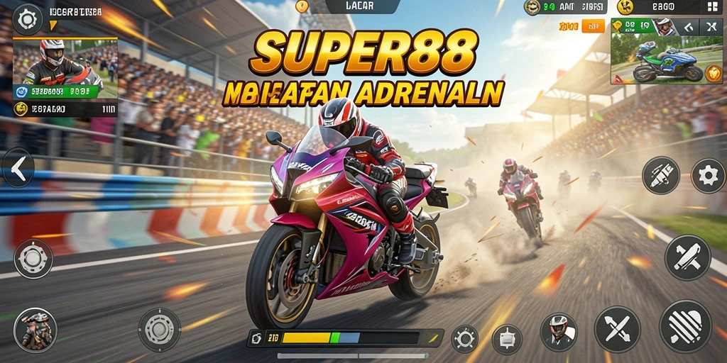 Gameplay <strong>SUPER88</strong> dengan balapan motor yang mendebarkan dan menantang.