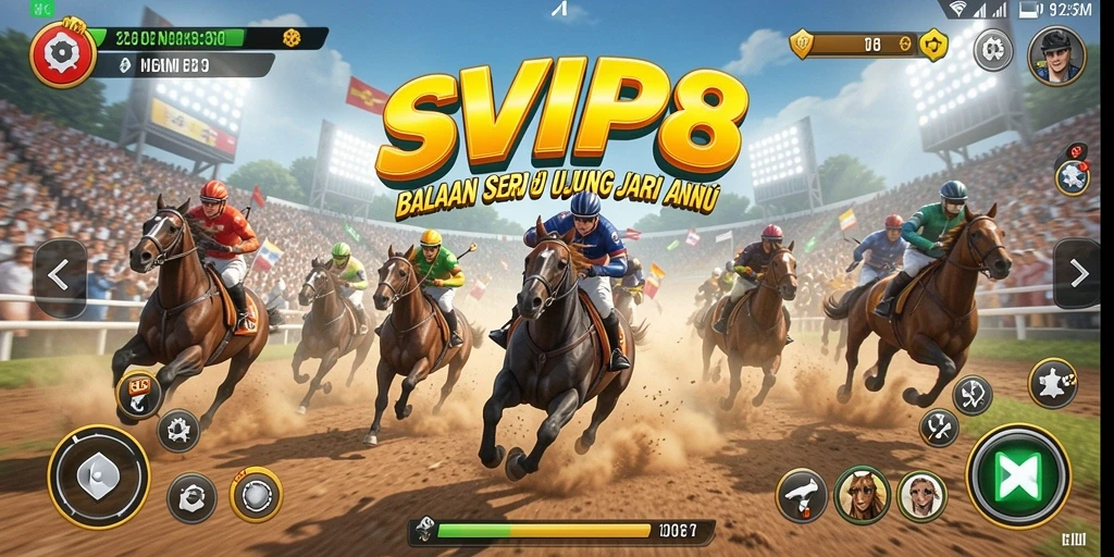 Tangkapan layar gameplay <strong>SVIP8</strong> menampilkan aksi balapan yang mendebarkan.
